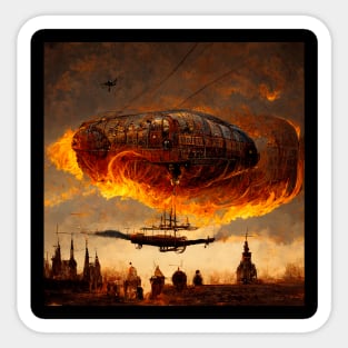 Zeppelin on fire Sticker